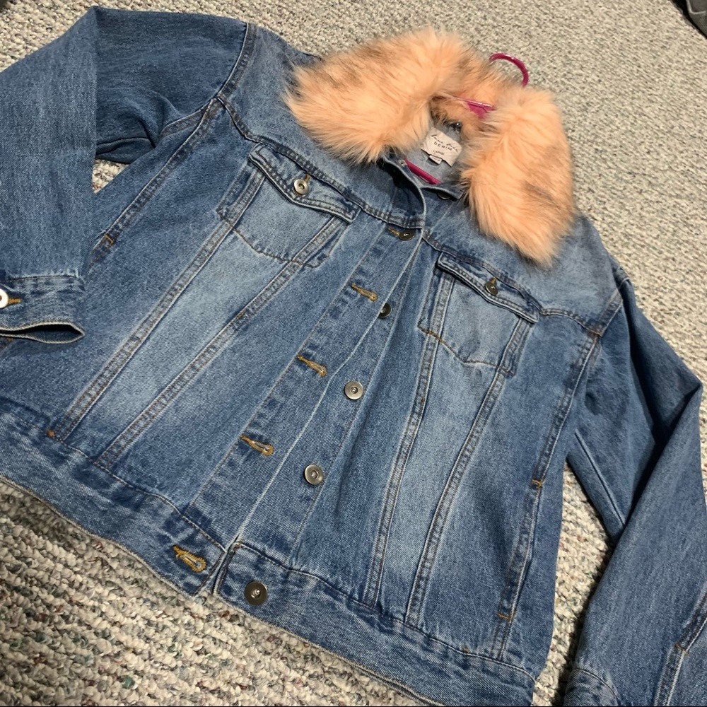 Faux fur lined jean jacket